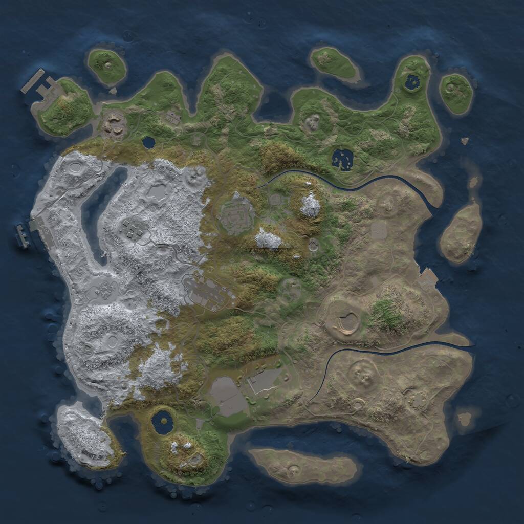 Rust Map: Procedural Map, Size: 3500, Seed: 279859062, 13 Monuments