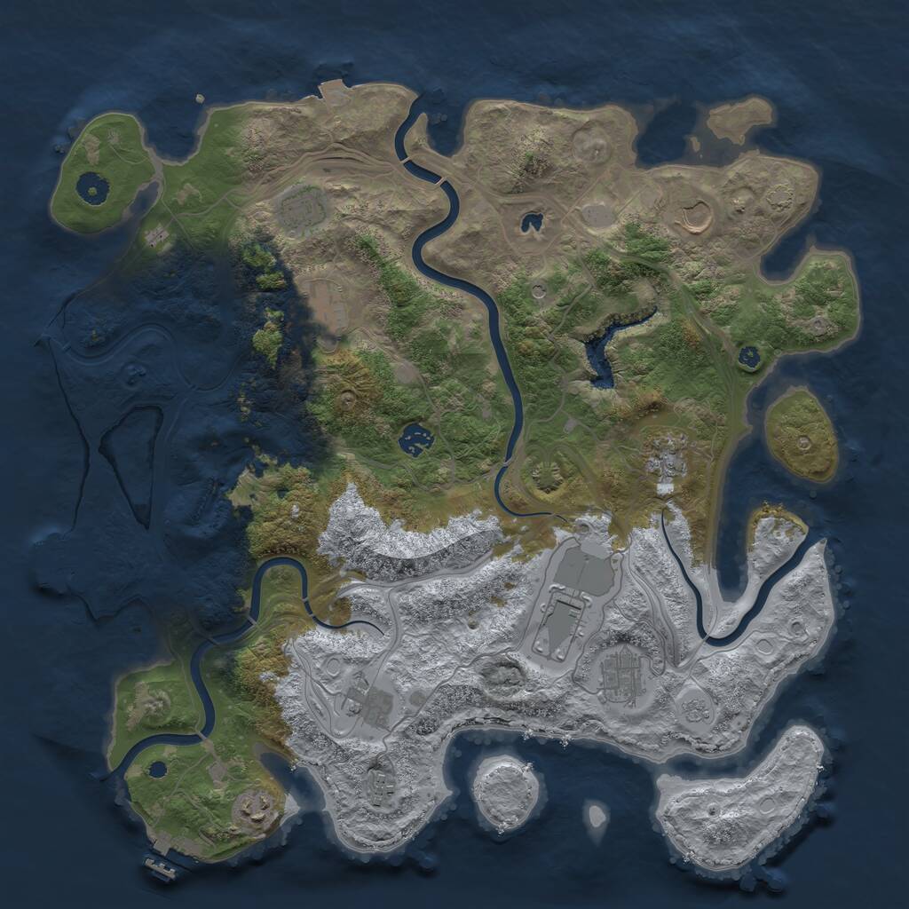 Rust Map: Procedural Map, Size: 4250, Seed: 6243, 16 Monuments