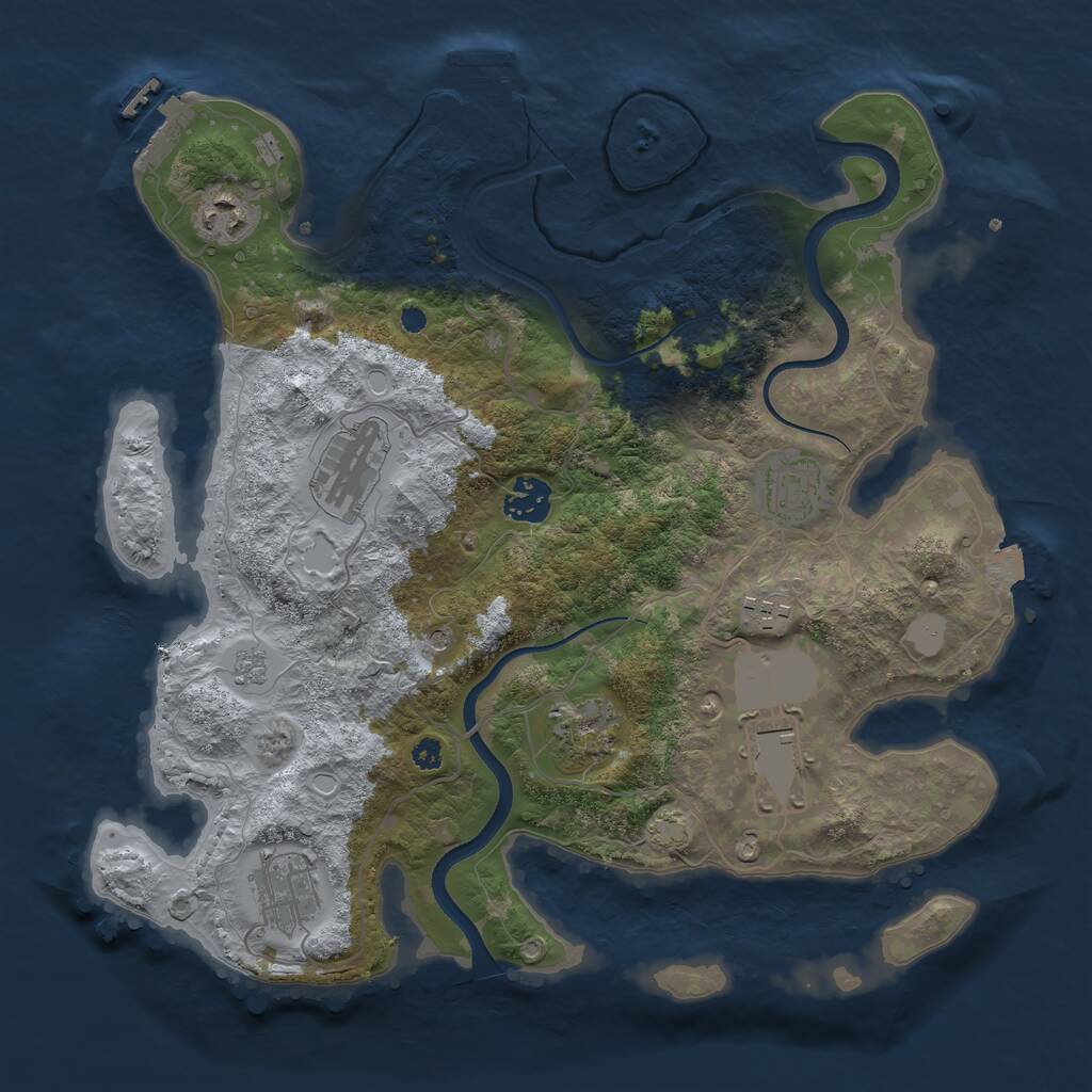 Rust Map: Procedural Map, Size: 3500, Seed: 939803003, 14 Monuments