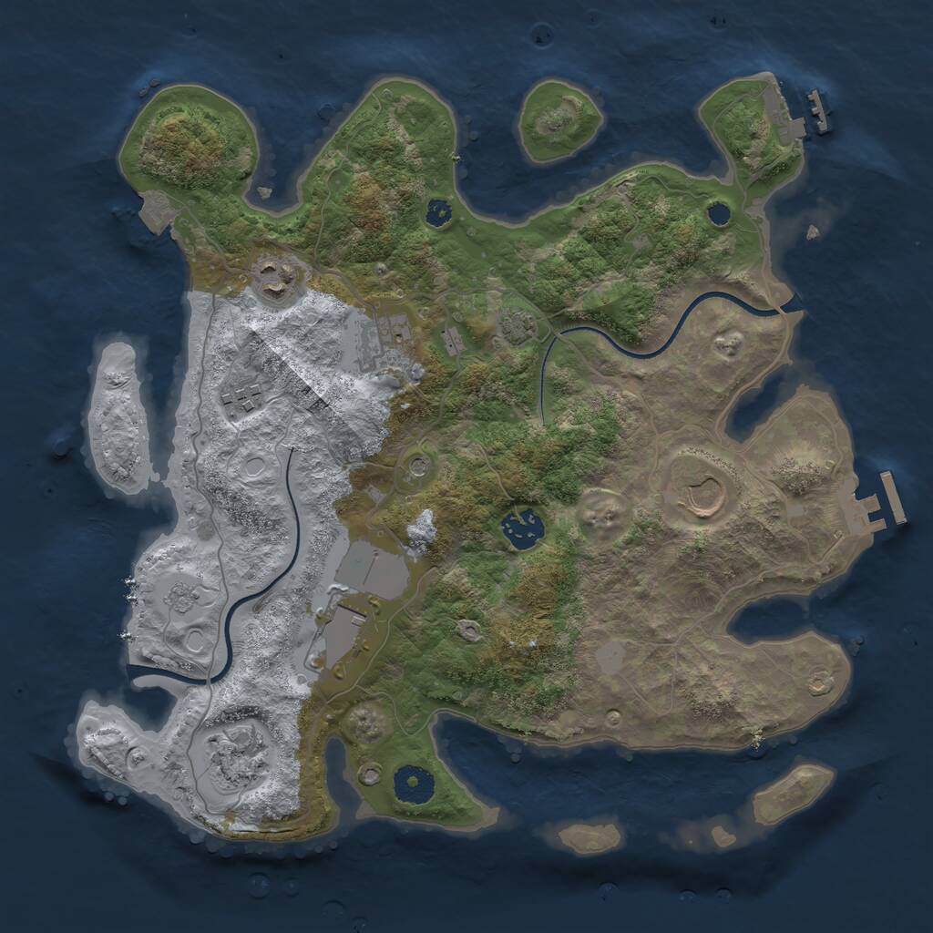 Rust Map: Procedural Map, Size: 3500, Seed: 939803003, 13 Monuments