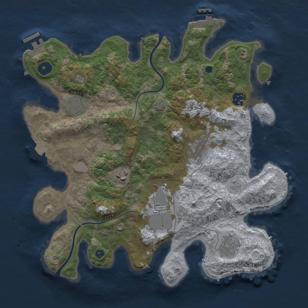 Rust Map: Procedural Map, Size: 3500, Seed: 2109346168, 12 Monuments