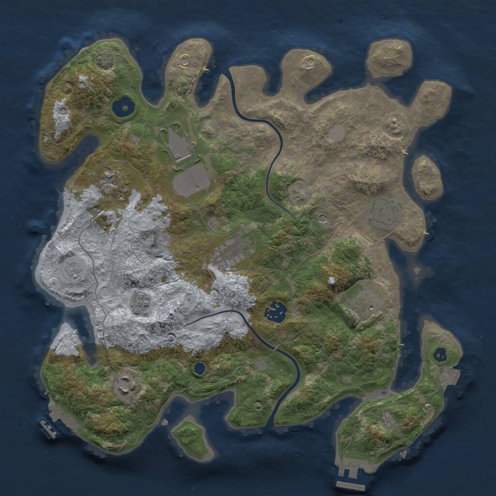 Rust Map: Procedural Map, Size: 3500, Seed: 975209838, 14 Monuments