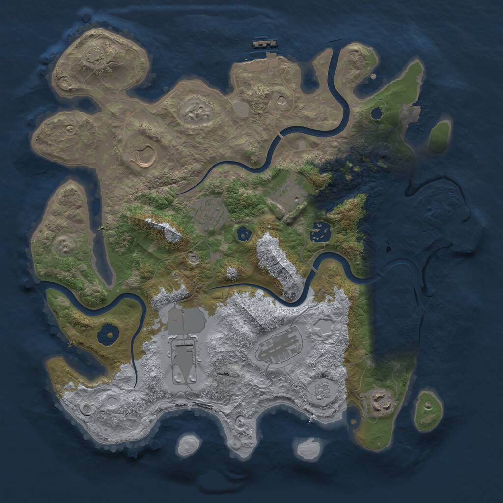 Rust Map: Procedural Map, Size: 3500, Seed: 1056749483, 13 Monuments