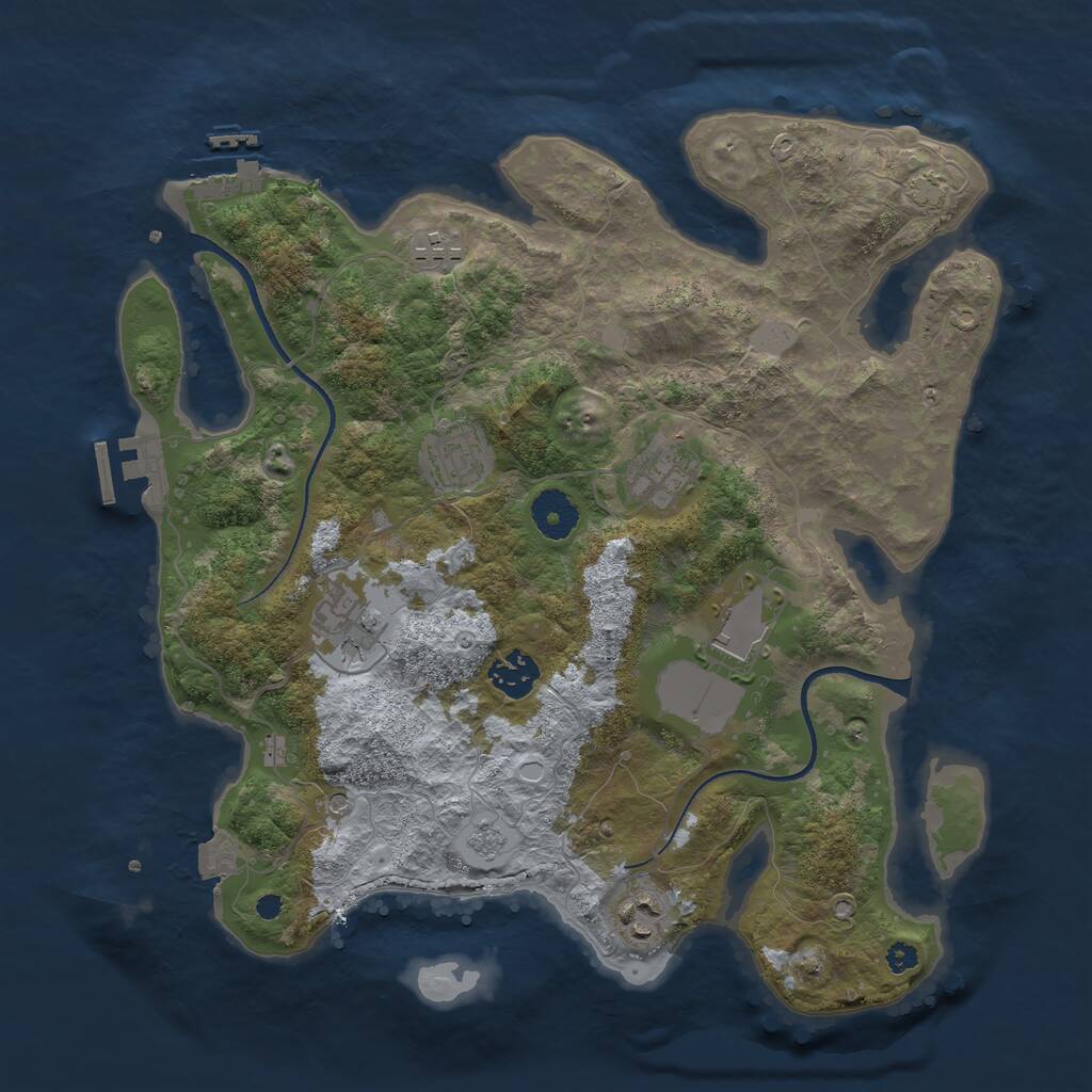 Rust Map: Procedural Map, Size: 3500, Seed: 777549551, 13 Monuments