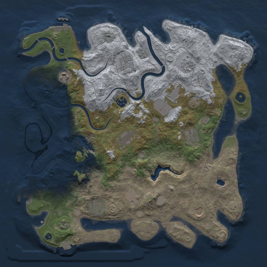 Rust Map: Procedural Map, Size: 4000, Seed: 1056540617, 17 Monuments