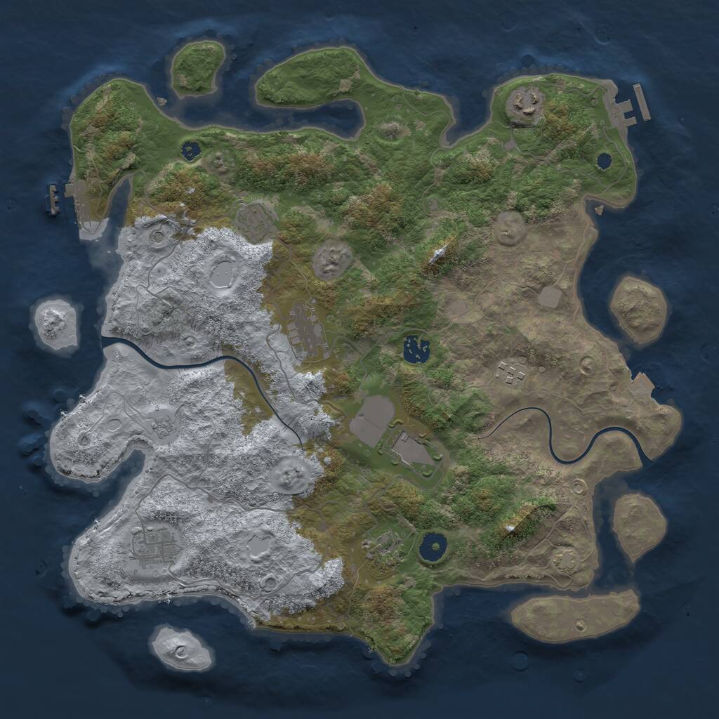 Rust Map: Procedural Map, Size: 3850, Seed: 9874512, 14 Monuments