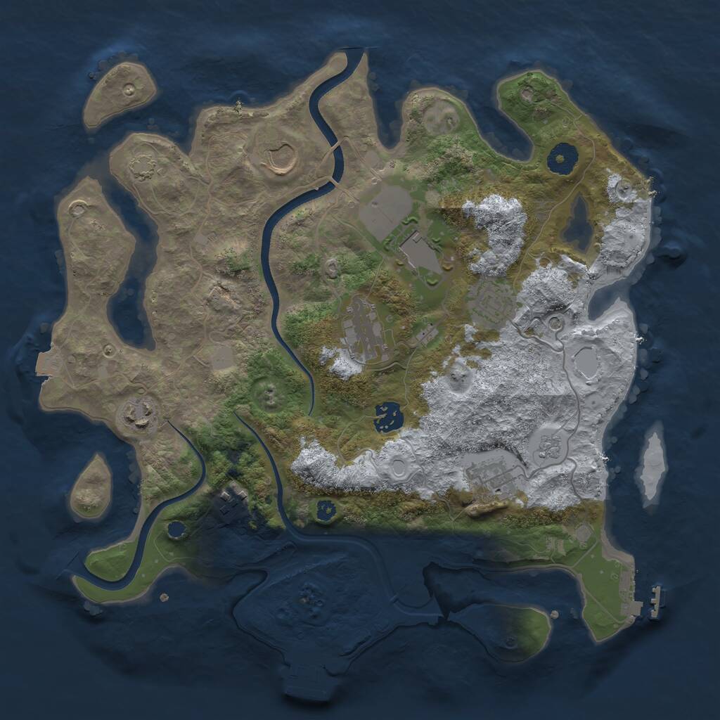 Rust Map: Procedural Map, Size: 3500, Seed: 1288580001, 14 Monuments