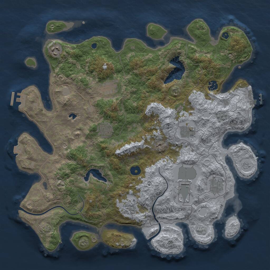 Rust Map: Procedural Map, Size: 4000, Seed: 1829555494, 15 Monuments