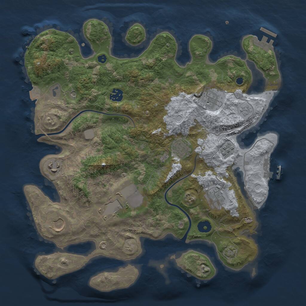 Rust Map: Procedural Map, Size: 3500, Seed: 1187575315, 14 Monuments