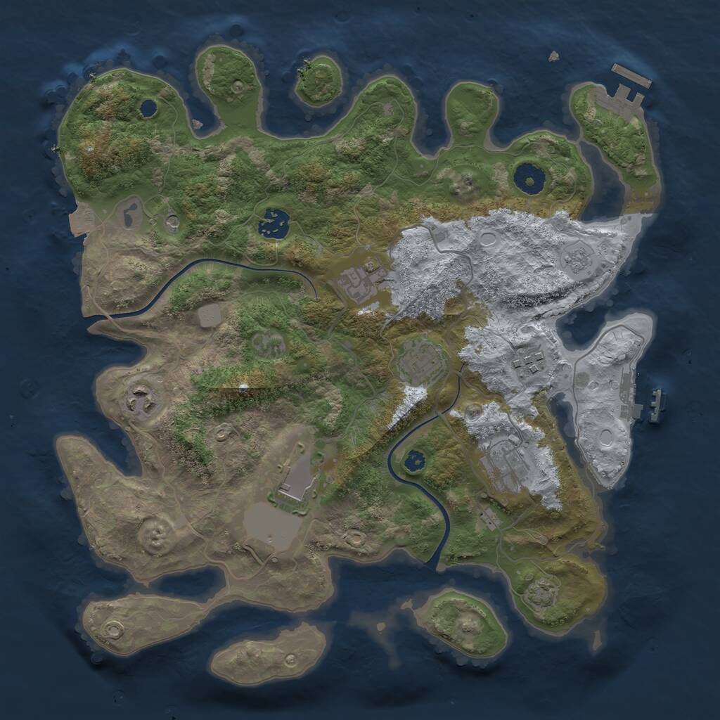 Rust Map: Procedural Map, Size: 3500, Seed: 1187575315, 13 Monuments