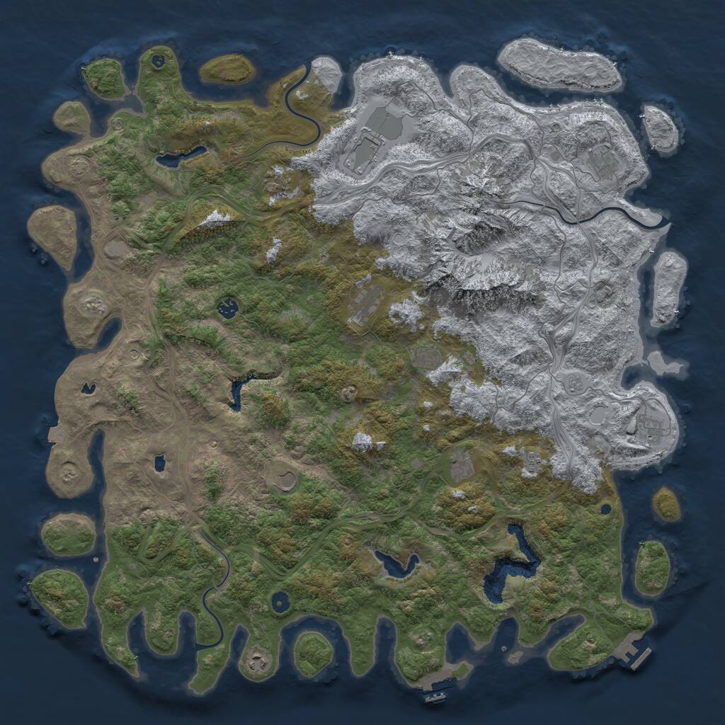 Rust Map: Procedural Map, Size: 5500, Seed: 9070, 17 Monuments