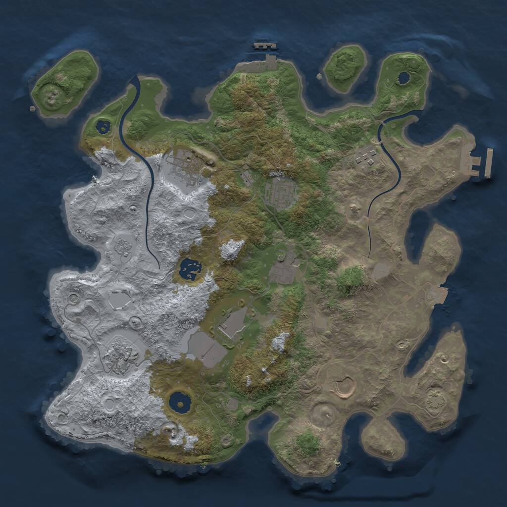Rust Map: Procedural Map, Size: 3500, Seed: 181688401, 16 Monuments