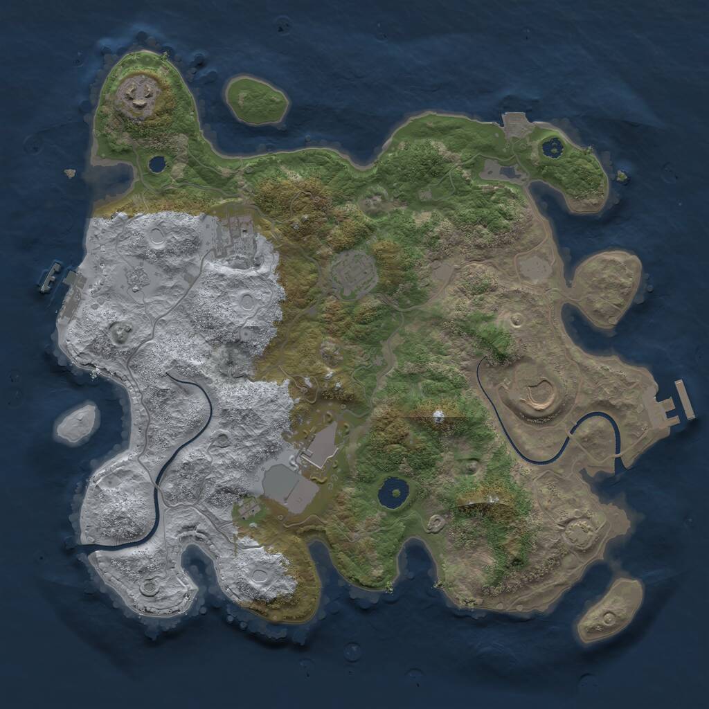 Rust Map: Procedural Map, Size: 3500, Seed: 1603200239, 10 Monuments