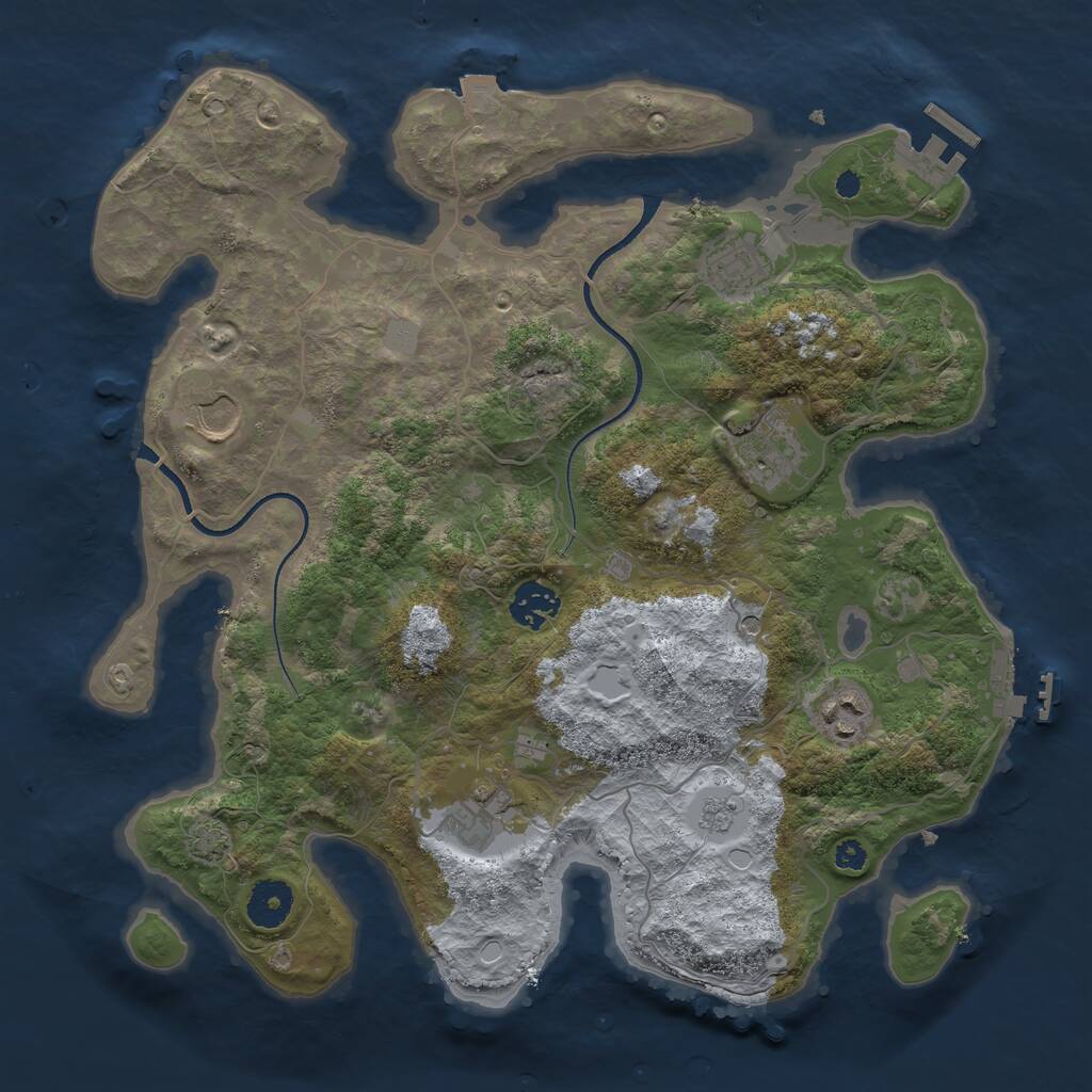 Rust Map: Procedural Map, Size: 3500, Seed: 1413637194, 12 Monuments