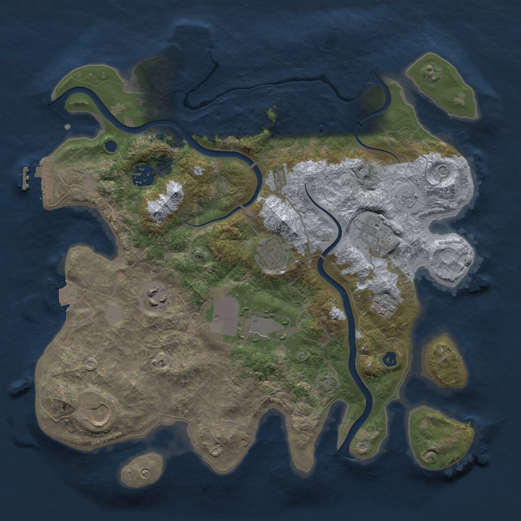 Rust Map: Procedural Map, Size: 3500, Seed: 531486067, 13 Monuments