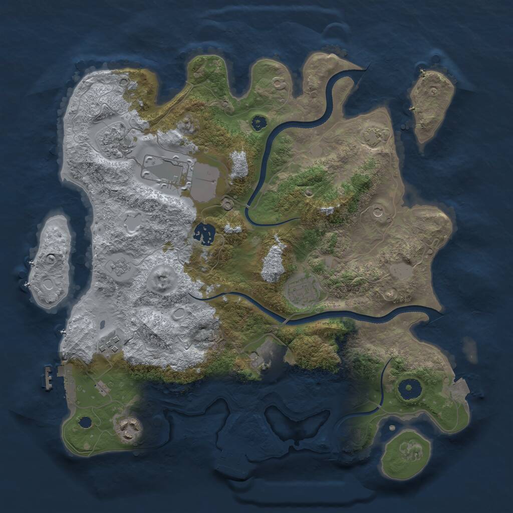 Rust Map: Procedural Map, Size: 3500, Seed: 1952479436, 13 Monuments