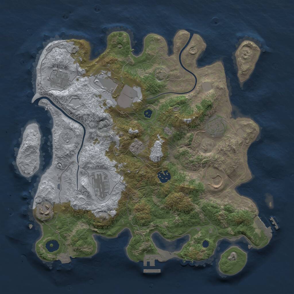 Rust Map: Procedural Map, Size: 3500, Seed: 1952479436, 13 Monuments