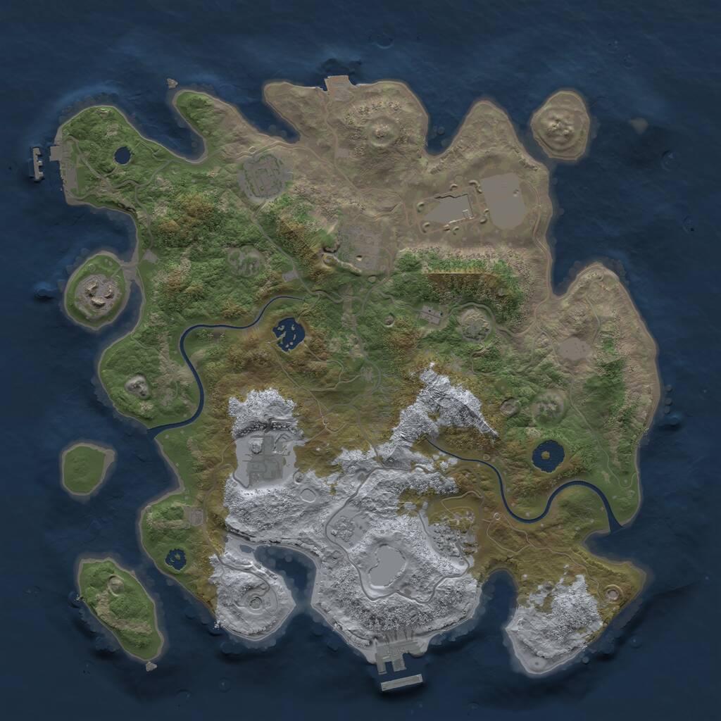 Rust Map: Procedural Map, Size: 3500, Seed: 730799848, 13 Monuments