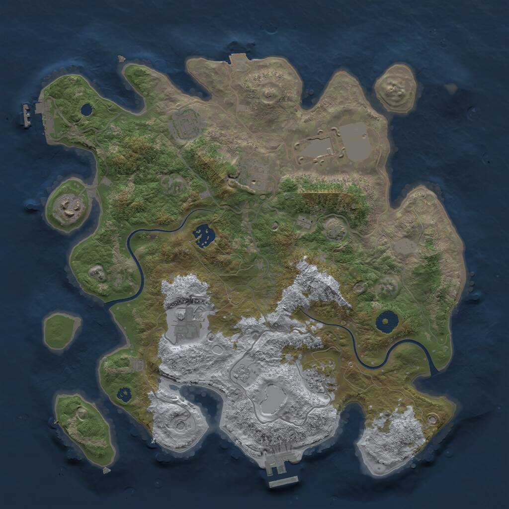 Rust Map: Procedural Map, Size: 3500, Seed: 730799848, 13 Monuments