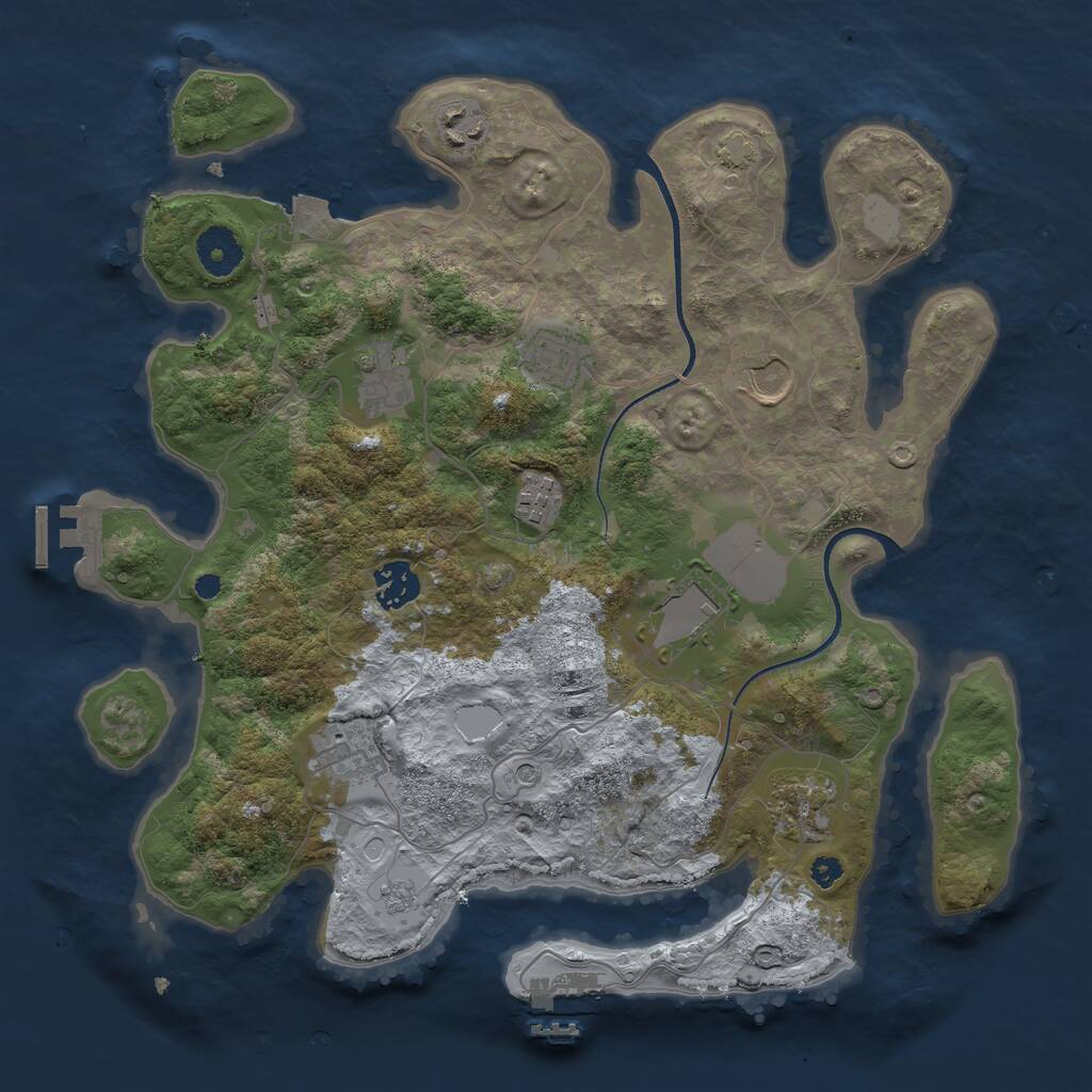 Rust Map: Procedural Map, Size: 3500, Seed: 1140615800, 15 Monuments