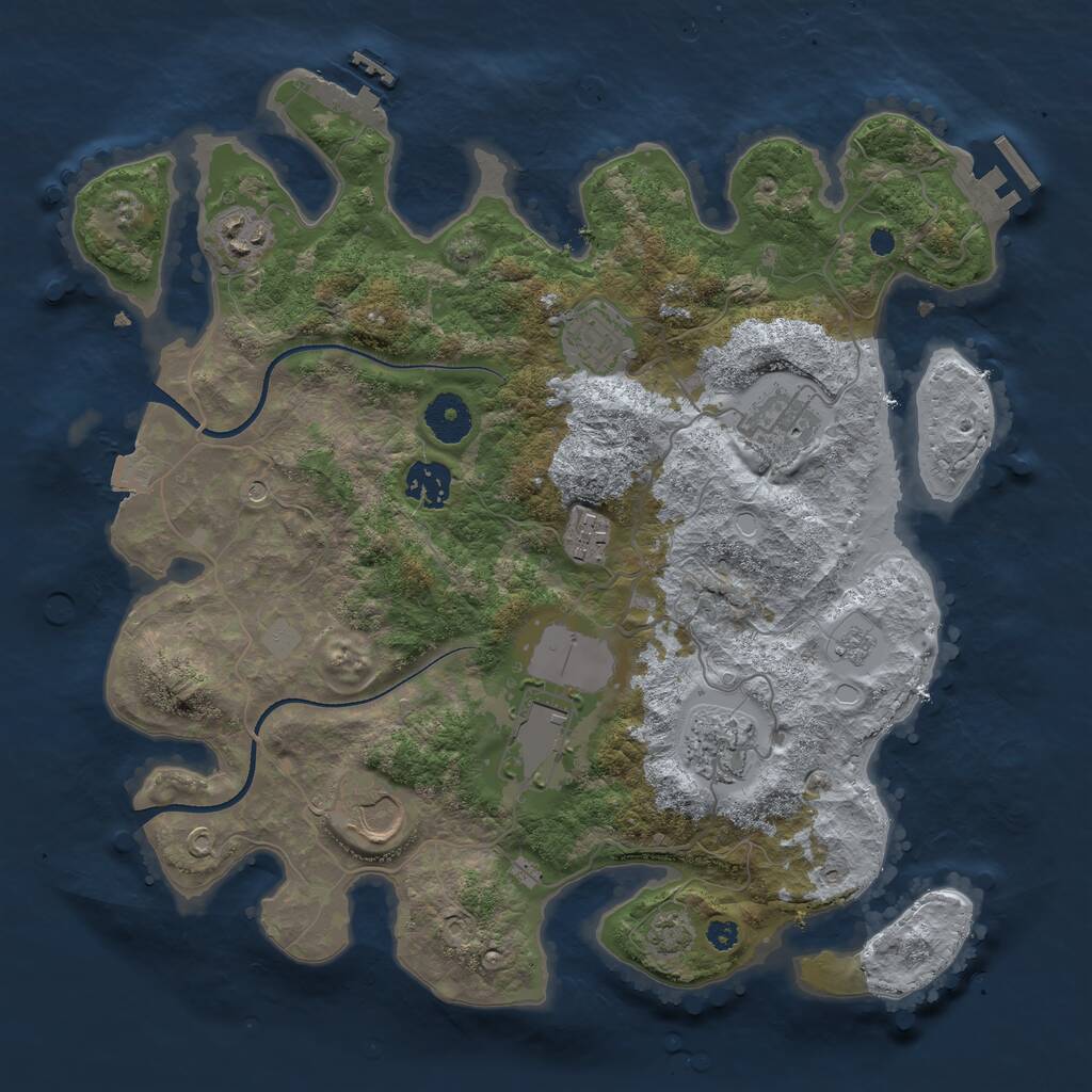 Rust Map: Procedural Map, Size: 3500, Seed: 1424368084, 14 Monuments