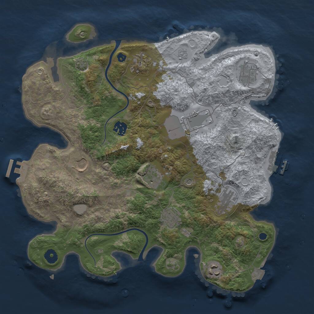 Rust Map: Procedural Map, Size: 3500, Seed: 1534777733, 15 Monuments