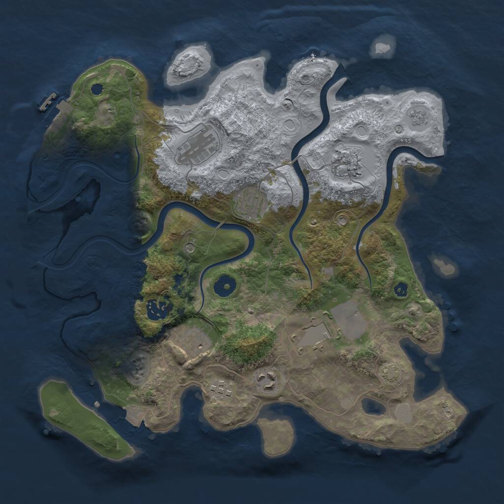 Rust Map: Procedural Map, Size: 3500, Seed: 306552060, 13 Monuments