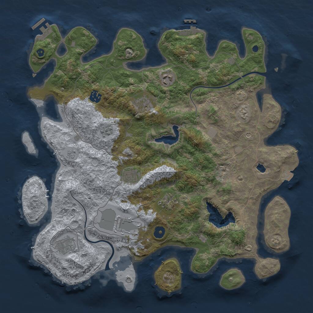 Rust Map: Procedural Map, Size: 4000, Seed: 994618079, 14 Monuments