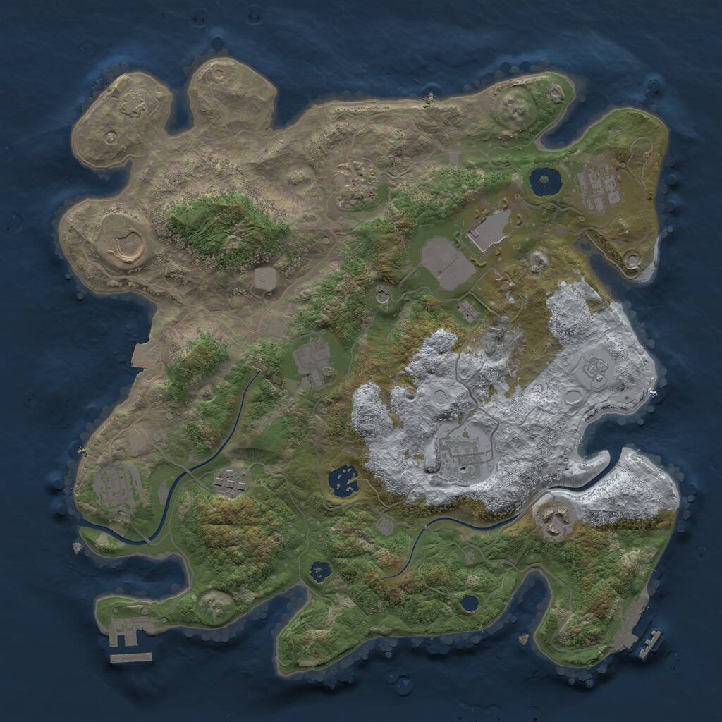 Rust Map: Procedural Map, Size: 3500, Seed: 594616597, 16 Monuments