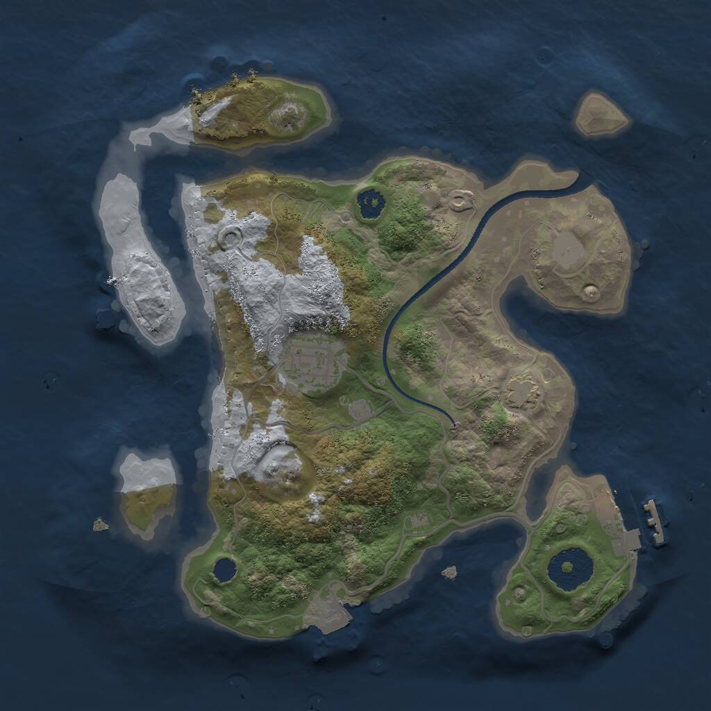 Rust Map: Procedural Map, Size: 2500, Seed: 801688503, 4 Monuments