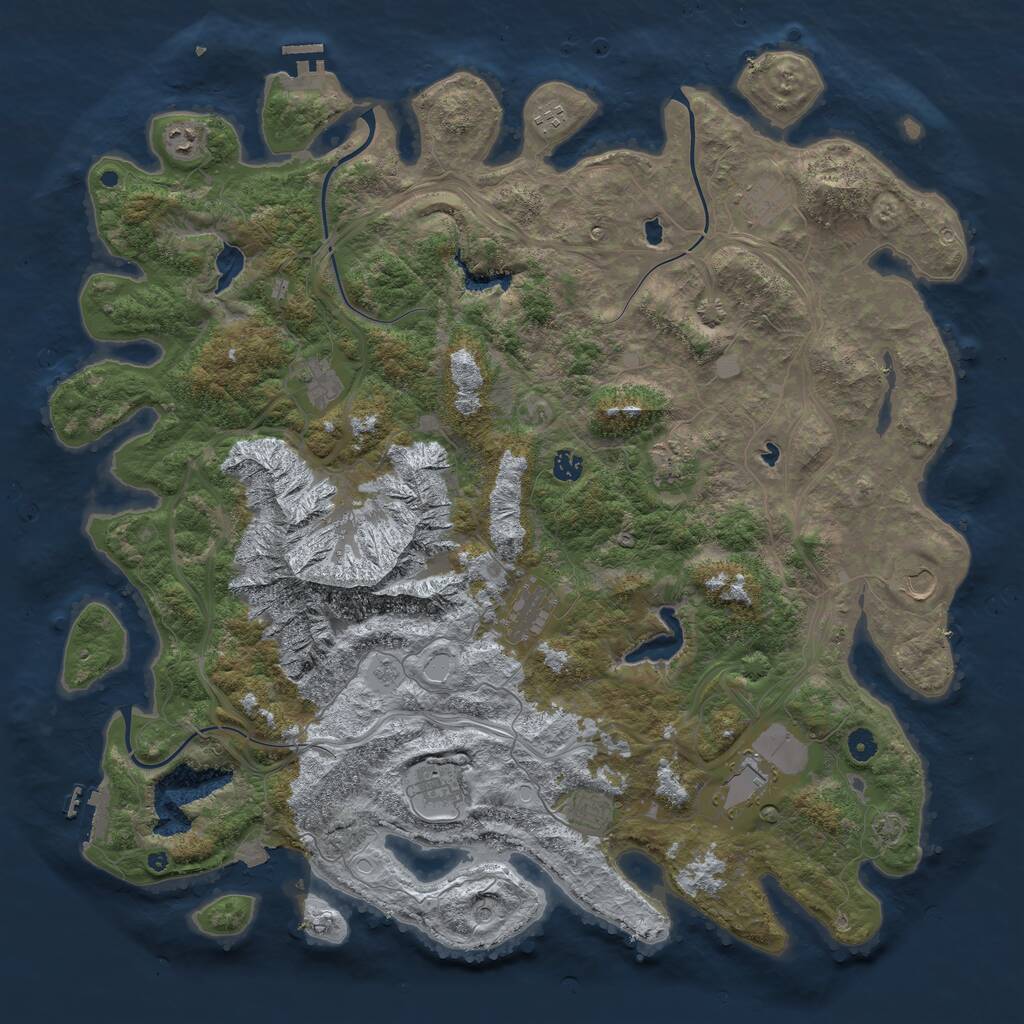 Rust Map: Procedural Map, Size: 5000, Seed: 94567232, 17 Monuments