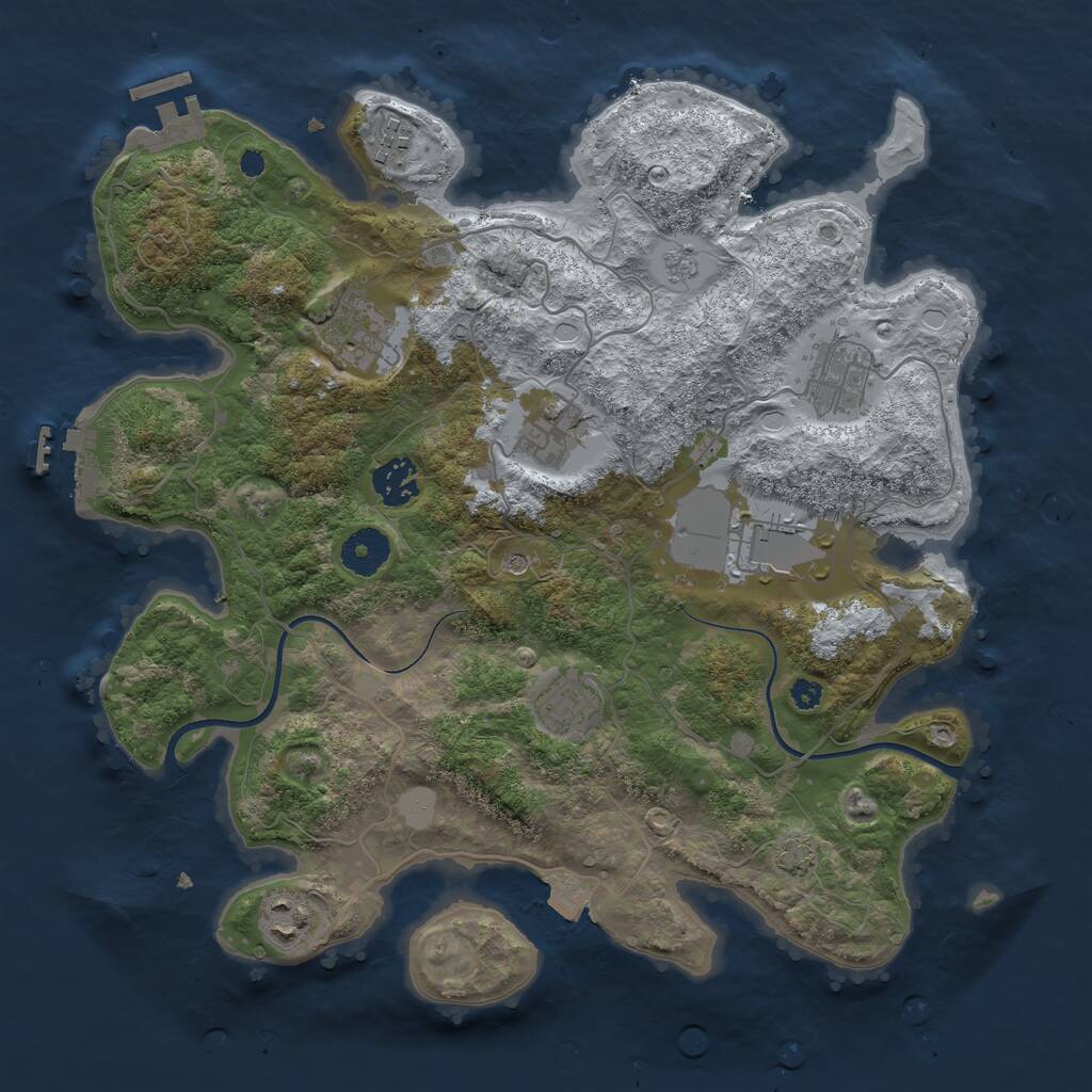 Rust Map: Procedural Map, Size: 3500, Seed: 1152391870, 14 Monuments