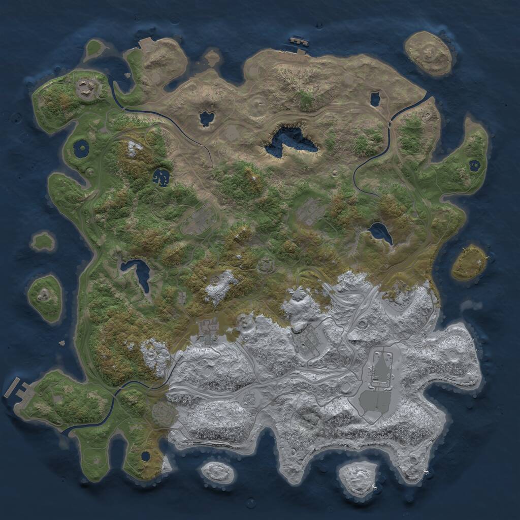 Rust Map: Procedural Map, Size: 4500, Seed: 434894809, 17 Monuments