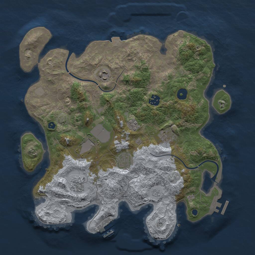 Rust Map: Procedural Map, Size: 3500, Seed: 1391046893, 15 Monuments