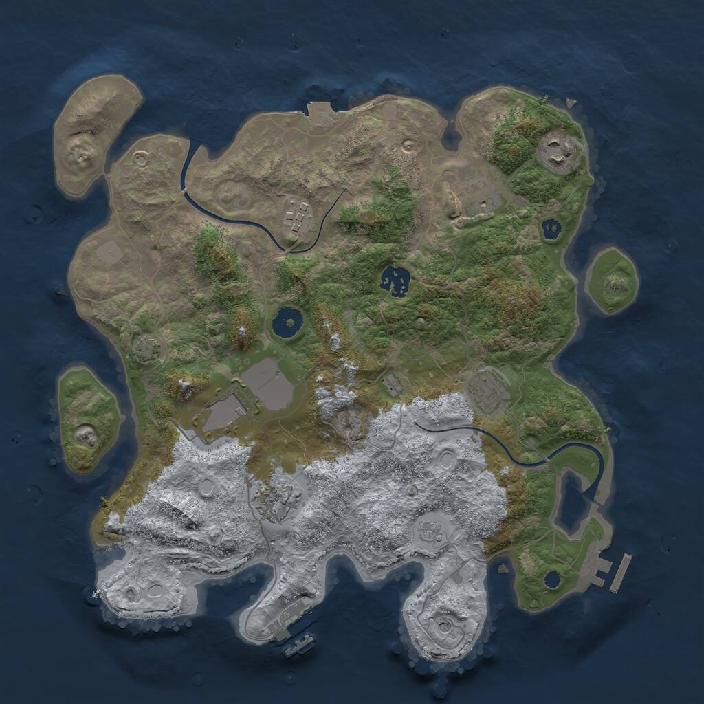 Rust Map: Procedural Map, Size: 3500, Seed: 1391046893, 13 Monuments