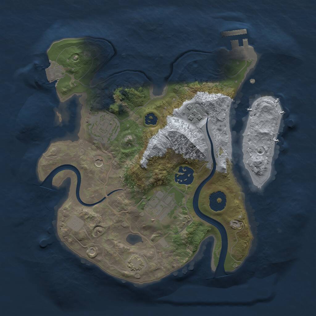 Rust Map: Procedural Map, Size: 2500, Seed: 1609701556, 10 Monuments
