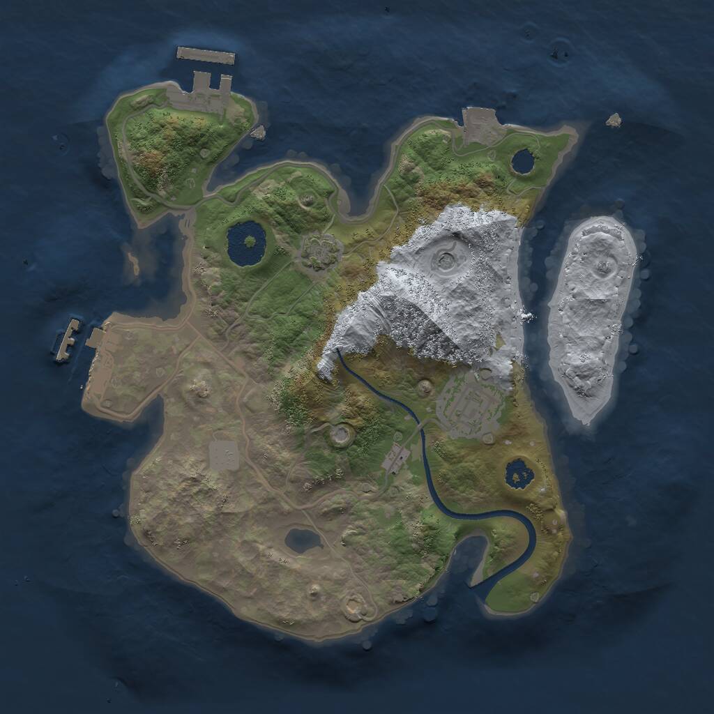 Rust Map: Procedural Map, Size: 2500, Seed: 1609701556, 6 Monuments