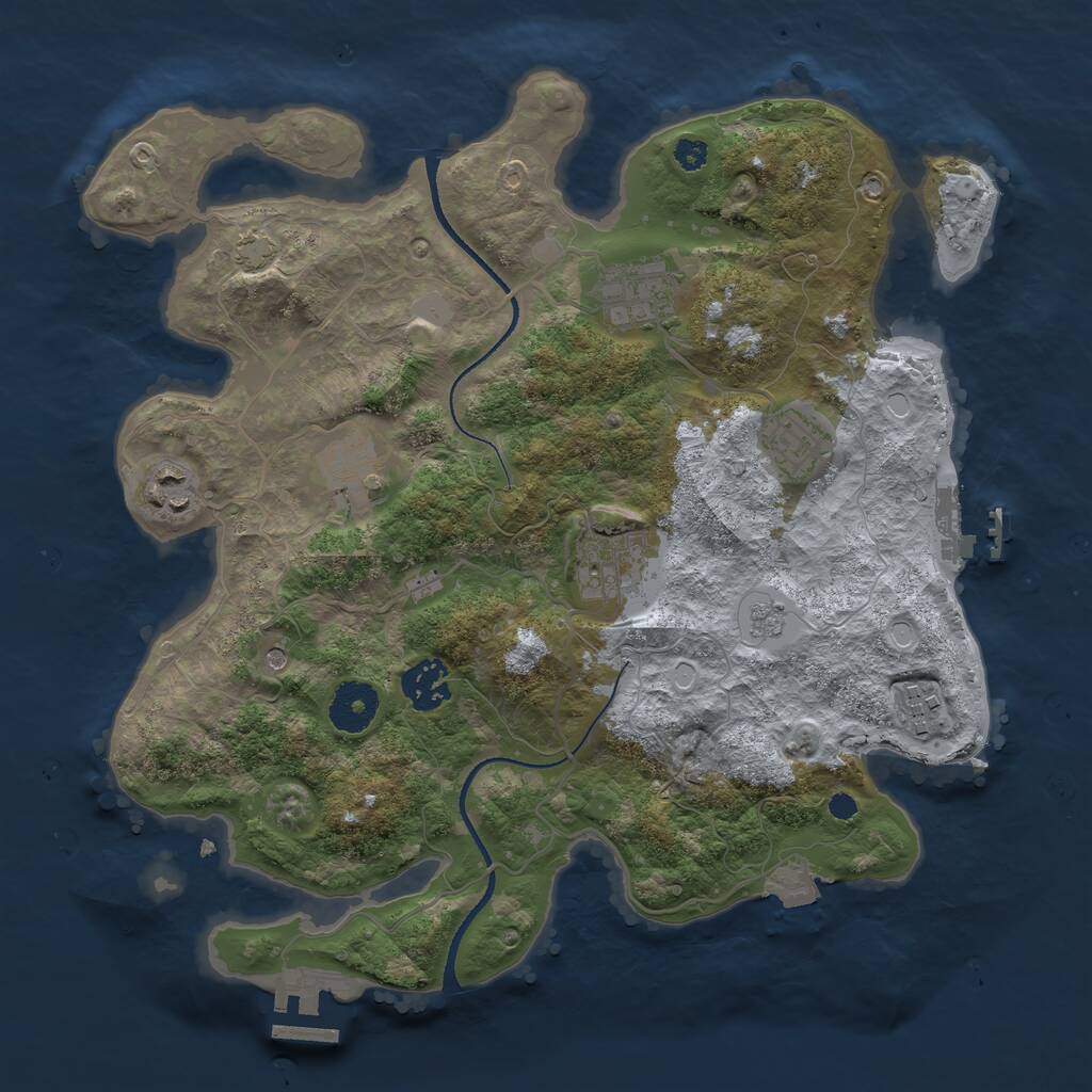 Rust Map: Procedural Map, Size: 3300, Seed: 2122471128, 13 Monuments