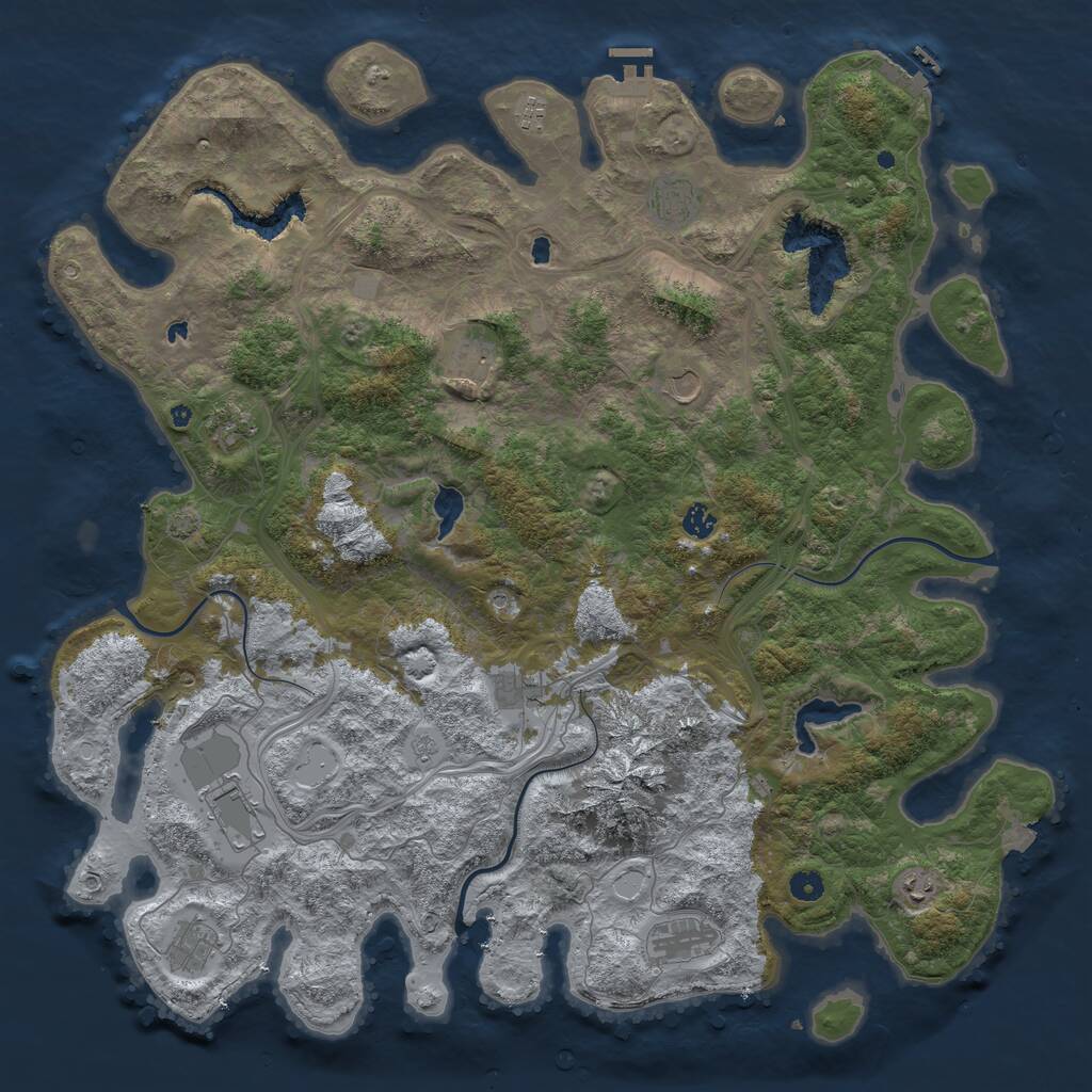 Rust Map: Procedural Map, Size: 5000, Seed: 462232720, 17 Monuments