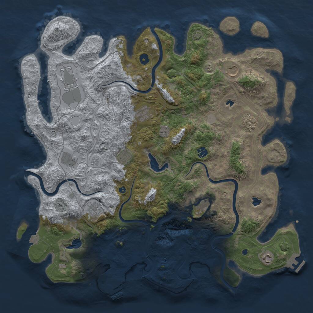 Rust Map: Procedural Map, Size: 4500, Seed: 957218395, 17 Monuments