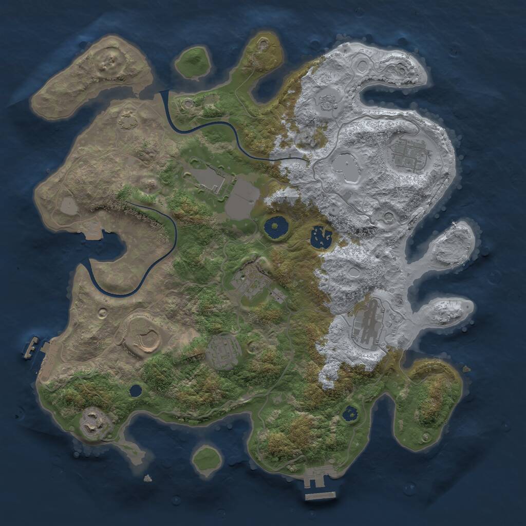 Rust Map: Procedural Map, Size: 3500, Seed: 2032171716, 14 Monuments