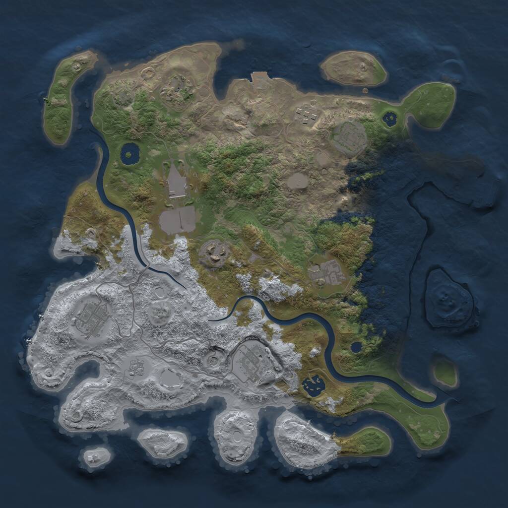 Rust Map: Procedural Map, Size: 3600, Seed: 21910, 14 Monuments