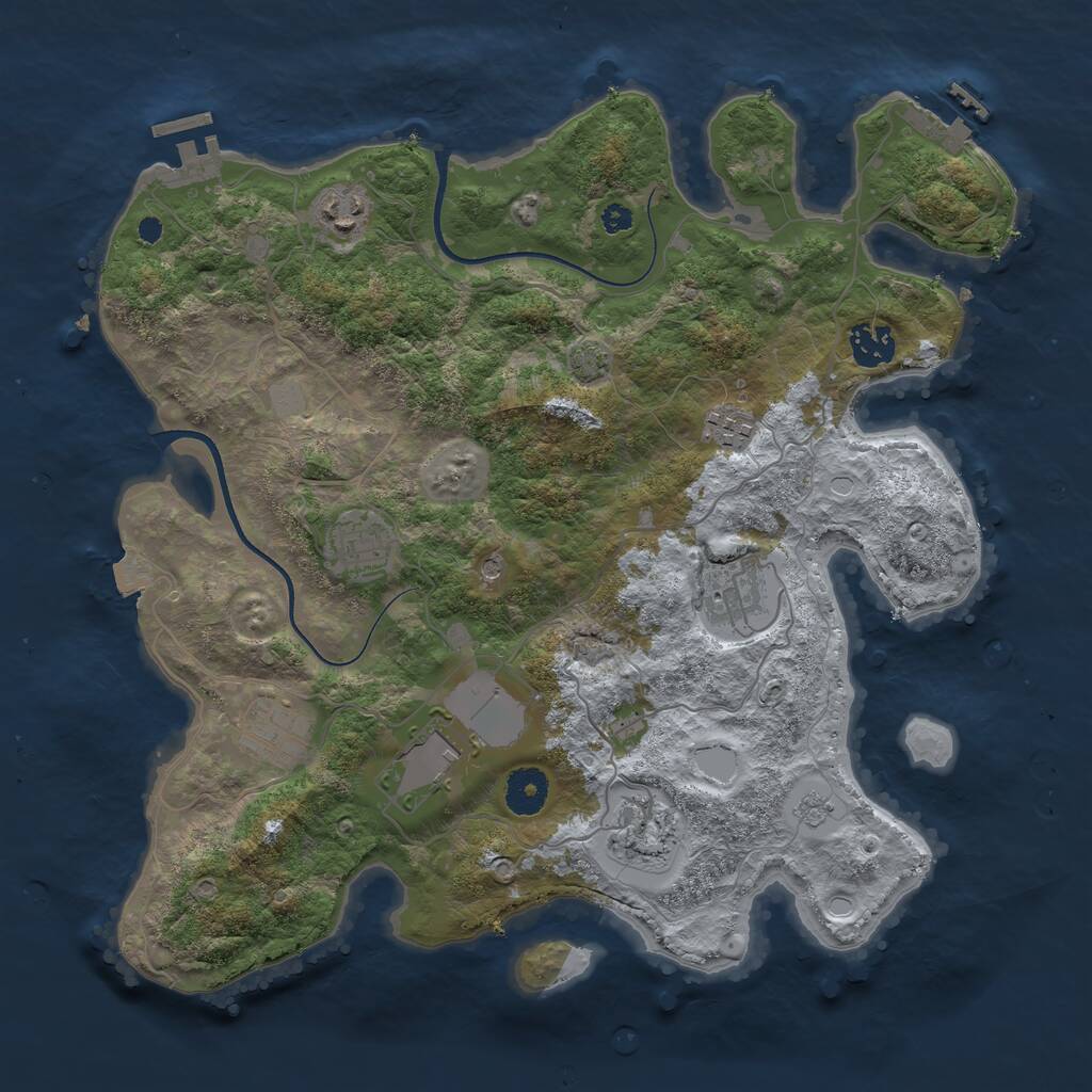 Rust Map: Procedural Map, Size: 3600, Seed: 11910, 14 Monuments