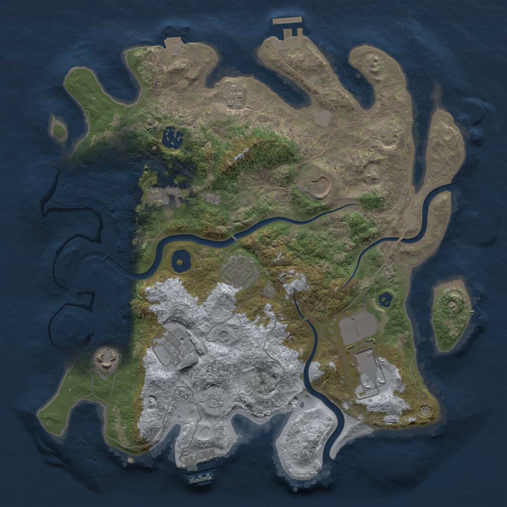 Rust Map: Procedural Map, Size: 3500, Seed: 683510460, 14 Monuments