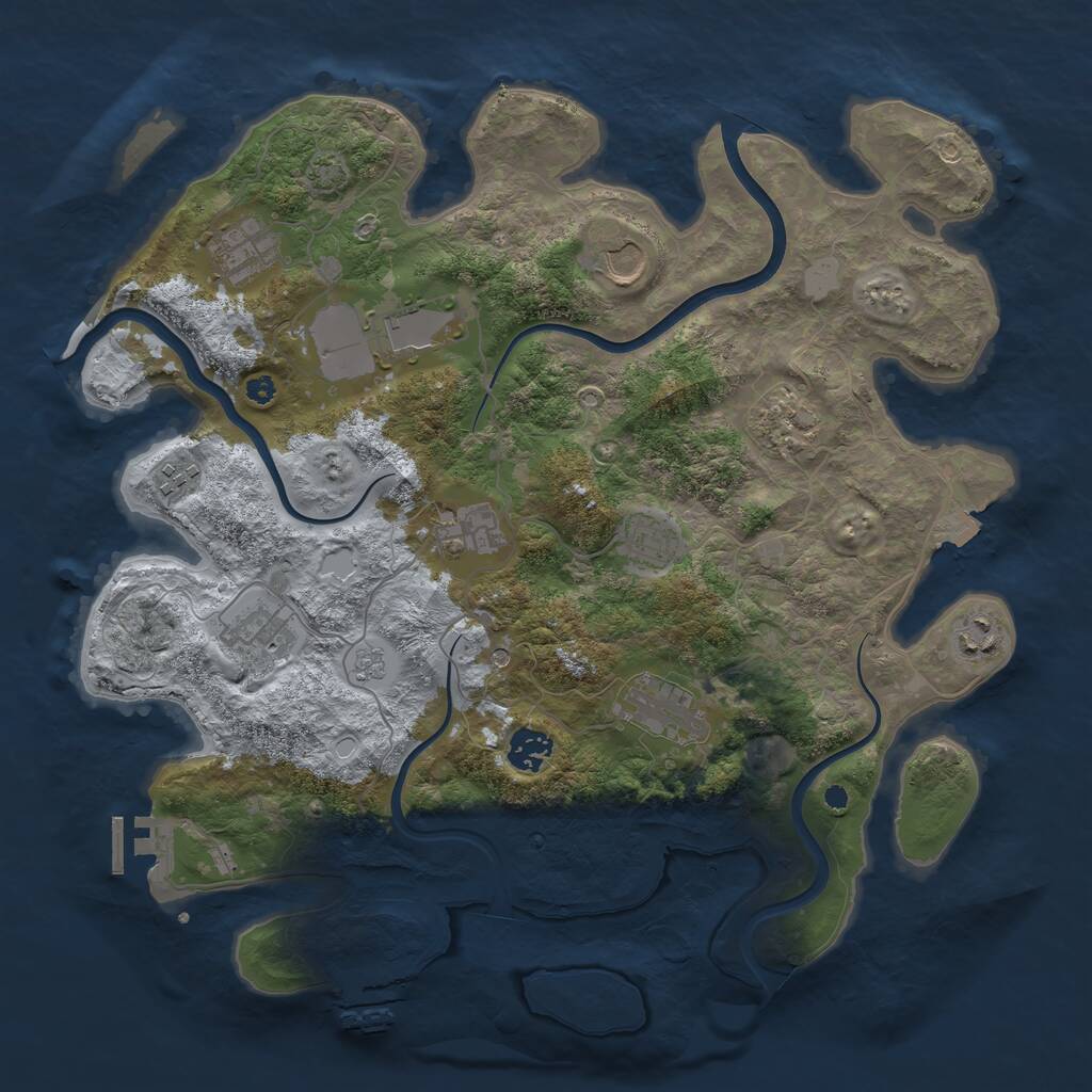 Rust Map: Procedural Map, Size: 3800, Seed: 212950395, 17 Monuments