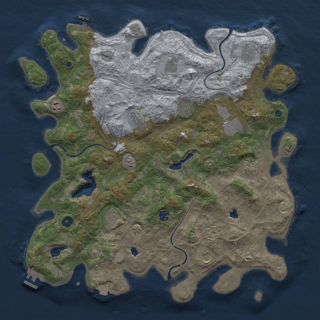 Rust Map: Procedural Map, Size: 4500, Seed: 1891110721, 17 Monuments