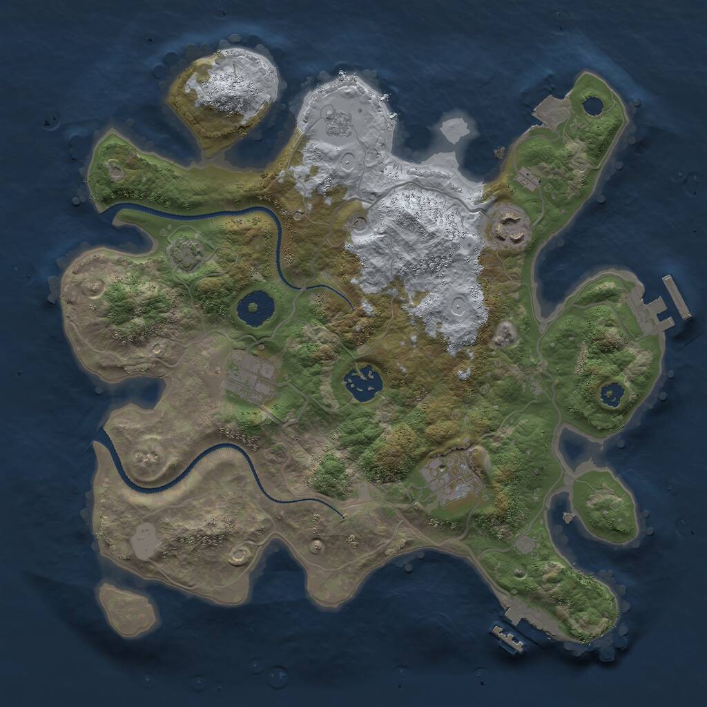 Rust Map: Procedural Map, Size: 3000, Seed: 999897, 10 Monuments