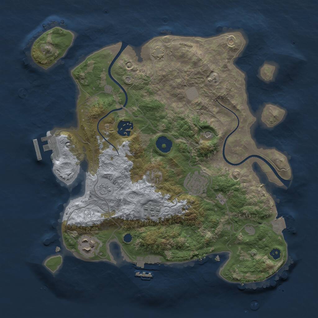 Rust Map: Procedural Map, Size: 3000, Seed: 44957, 10 Monuments