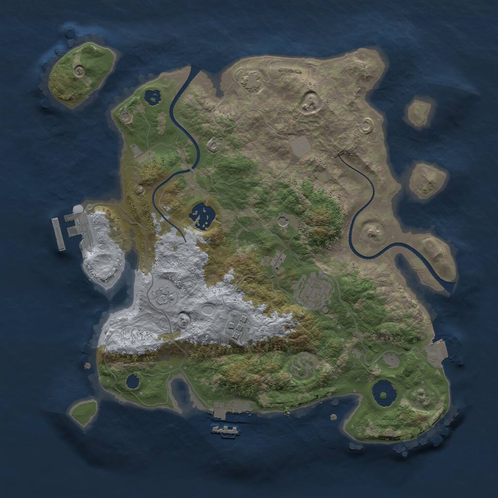 Rust Map: Procedural Map, Size: 3000, Seed: 44957, 9 Monuments