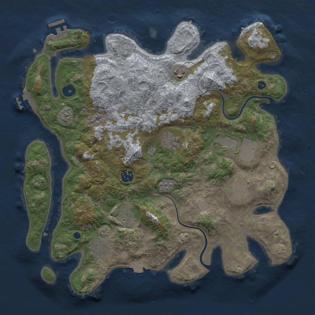 Rust Map: Procedural Map, Size: 3801, Seed: 969887, 14 Monuments